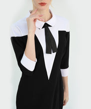 Load image into Gallery viewer, White Collar and Bow Detail Dress
