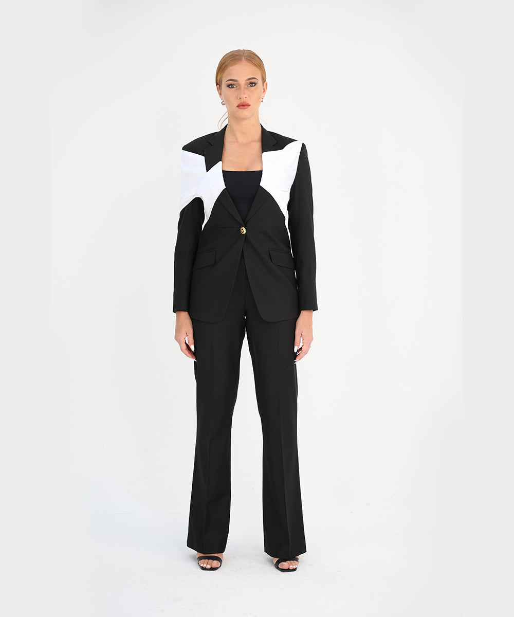 Bow Wool Two-Pieces Suit