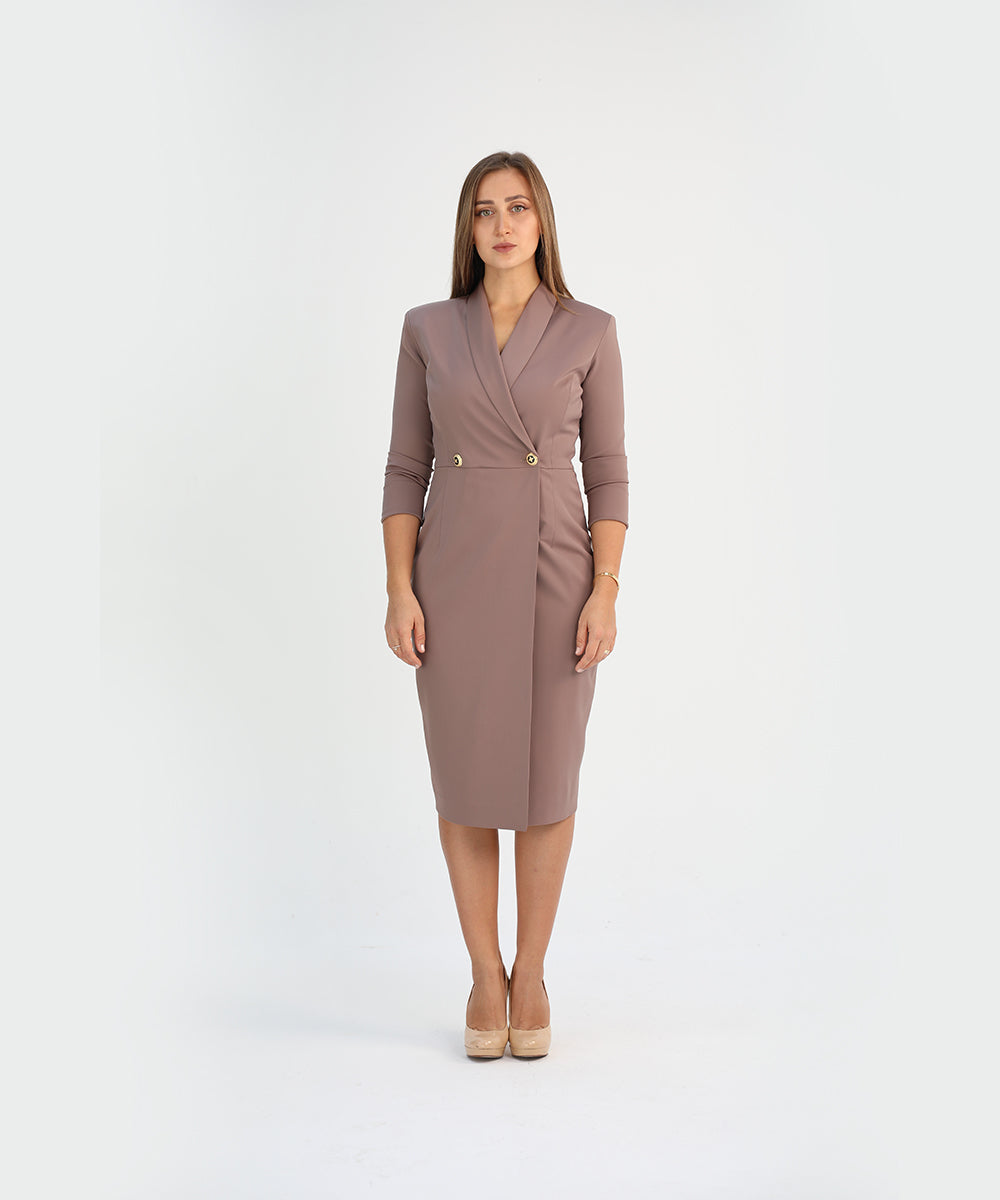 Double-Breasted Nude Dress